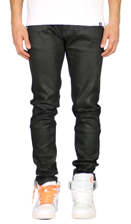 Wax Coated Slim Tapered Jeans