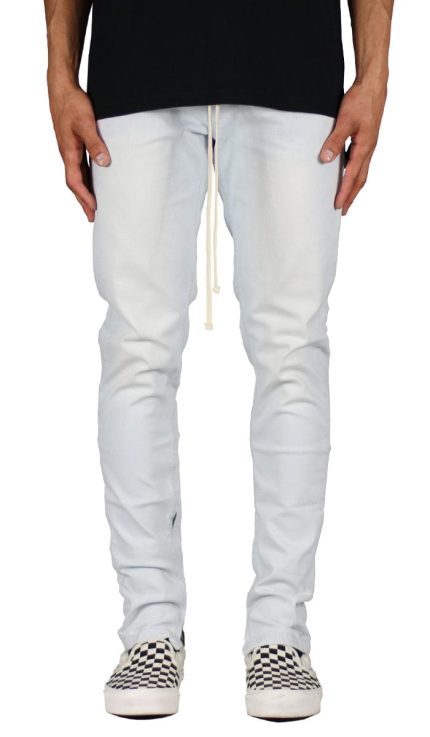 White Blue Stack Zipper Jeans