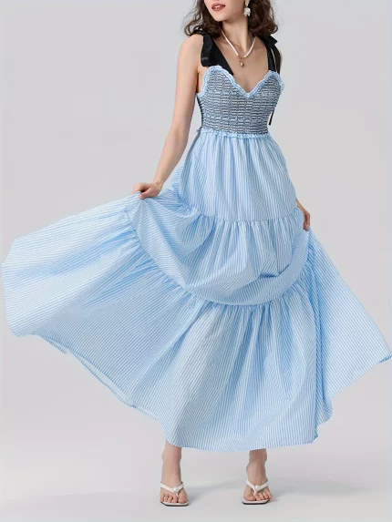 Women'S Sleeveless Ruffle Tiered Maxi Dress