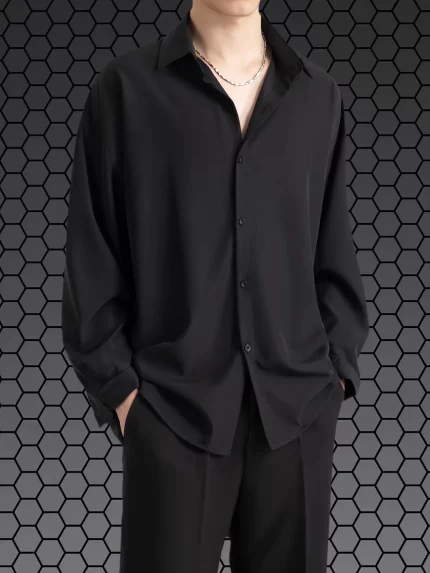 Versatile Black Long-Sleeve Shirt for Men - Casual
