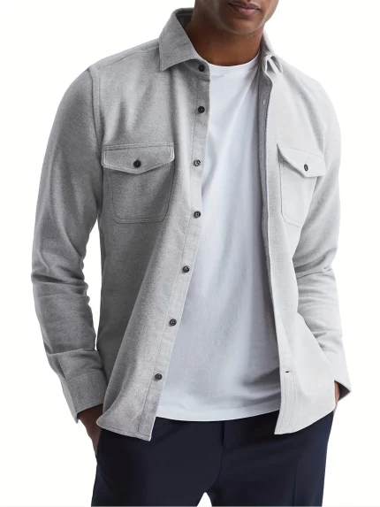 Men'S Button Up Shirt Casual Solid Color Basic Long Sleeved Top For Spring And Autumn Beach Vacation Streetwear