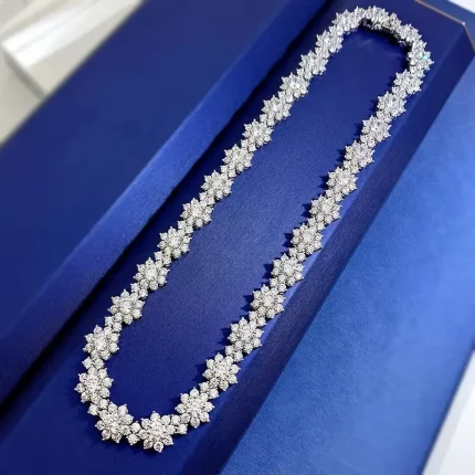 925 Silvery, Includes 22pcs, 4K Moissanite Sunflower Necklace