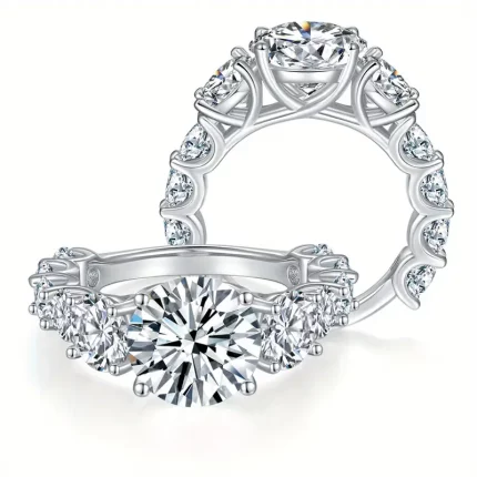 Vintage Full moissanite Round 10.0mm4 carat 925 silver ring