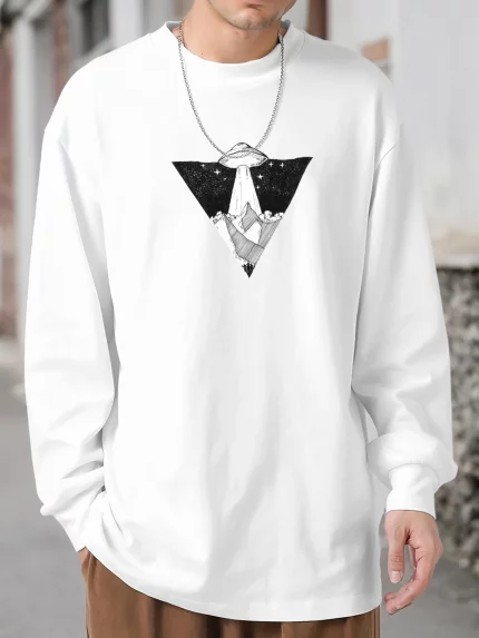 Men's Casual Long Sleeve T-Shirt with Unique Skull Graphic