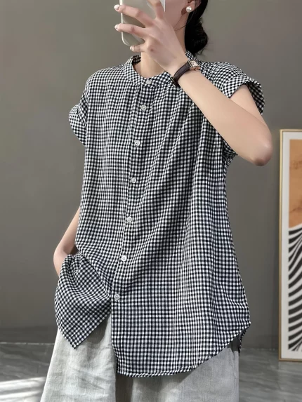Japanese-style Artistic Sleeveless Double-layered Chiffon Top