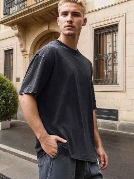 11pcs Set, Men's Retro T-shirt Stylish Temperament Casual Loose Men's Top