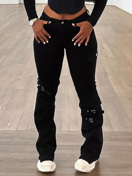 Women's High Elastic Straight Leg Work Pants - Comfortable Slimming Design