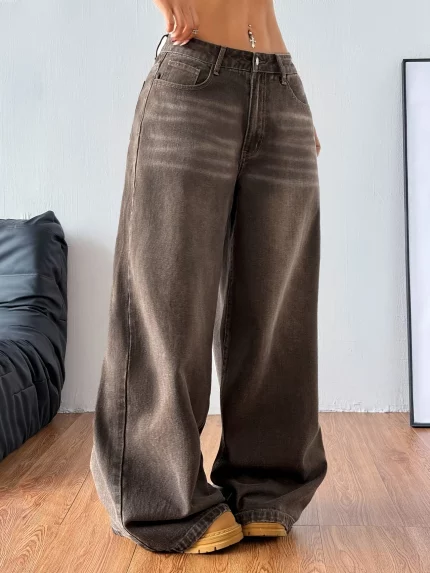 Women'S Casual Wide Leg Low Waist Jeans