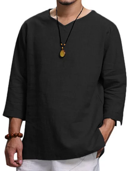 2025 Summer Collection Men's 100% Cotton Long Sleeve Shirt - Lightweight