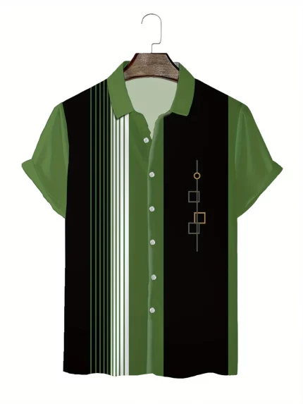 Men'S Shirt, Men'S Lightweight Shirt, Striped Shirt, 3D Printed Shirt