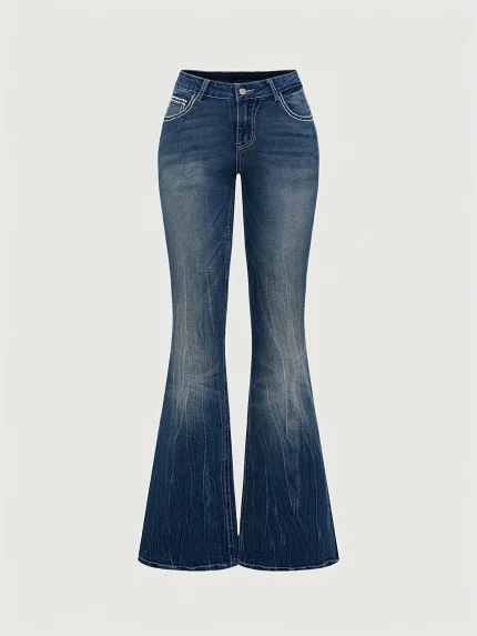 Women'S Sexy Slim Fit Flared Jeans - High-Waisted Stretch Denim