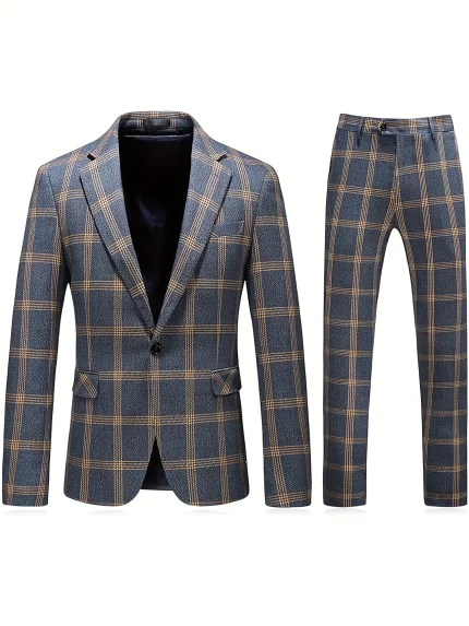 Three Piece Men'S Patterned Groom Wedding Suit Jacket