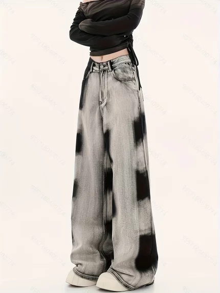 Women's High Street Contrast Color Block Loose Straight