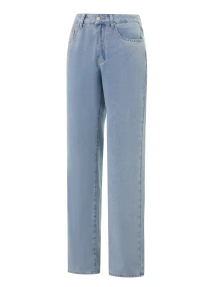 Women'S Spring Summer Baggy Pants Low Waist Loose Straight Leg Denim Pants with Pockets