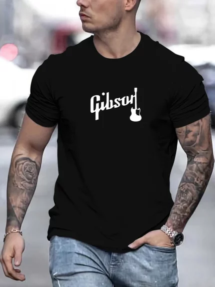 Men's 100% cotton 220g-Gibson Guitar Logo T-Shirt