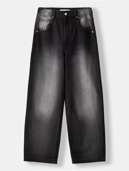 4pcs Men's Vintage Distressed Denim-Style Polyester Pants - Loose Wide
