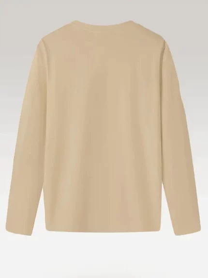 Men's Long Sleeve Crewneck T-Shirt - Beige Neutral Color