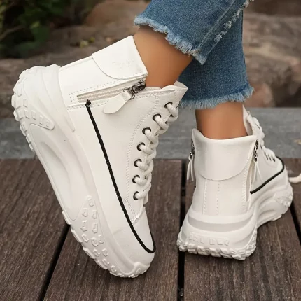 Women's Breathable High-Top Chunky Sneakers - Trendy