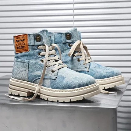 Men's Big & Tall High-Top Boots - Thick Cushioned Sole, Lace-Up Work Boots