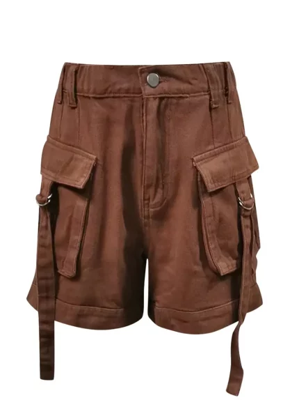 Women'S High-Waist Denim Cargo Shorts - Casual Summer Streetwear