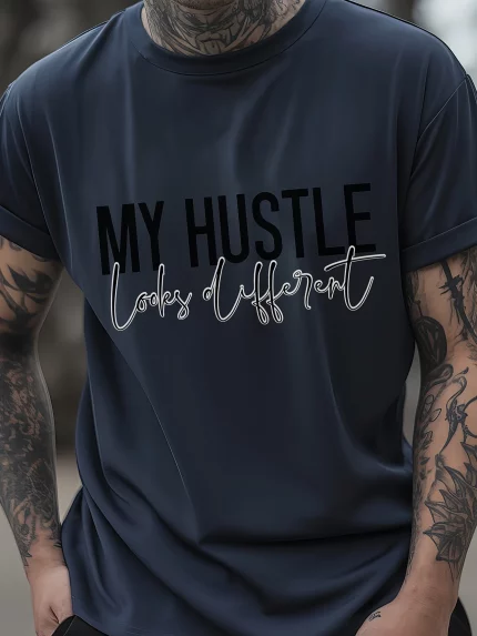Men's Red T-Shirt - MY HUSTLE Graphic Tee - Bold Work Ethic Statement