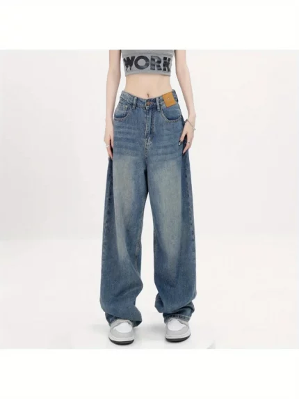 Women'S American Style Black Straight-Leg Jeans - Fleece-Lined Comfort