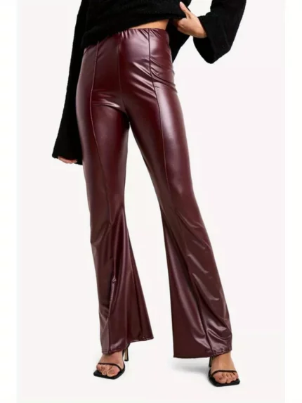 Women's High Waist Flare Pants - Slim Fit Vintage Jeans-like Trousers
