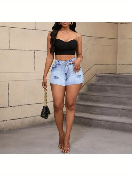 New 2025 Y2K-Inspired High-Waisted Distressed Straight Leg Denim