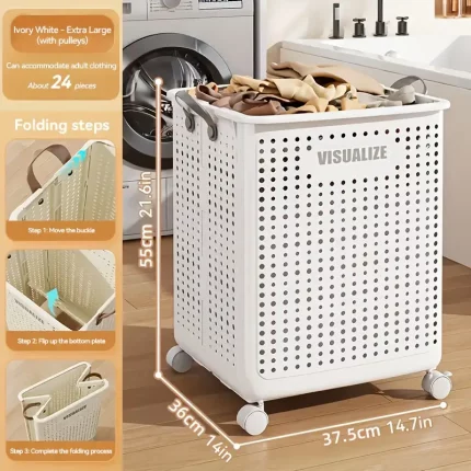 15.85gal/15.85Ga Large Foldable Wheeled Laundry Basket (Multiple