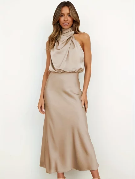 Must-Have Spring/Summer Satin Dress - Sleeveless, Graceful & High-End