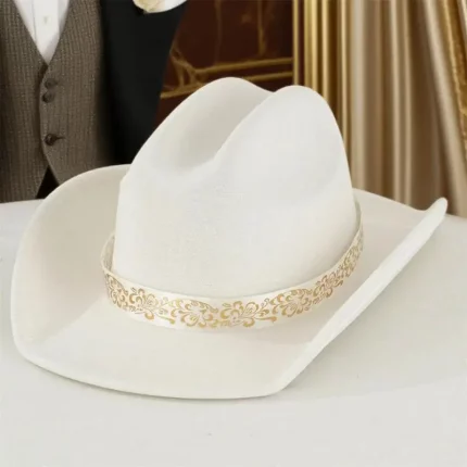 Women'S Bohemian Floral Cowboy Hat with Golden