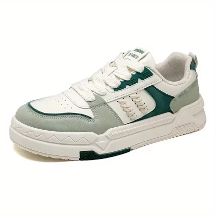 Men's Low-Top Sneakers - Minimalist White, Lace-Up Closure