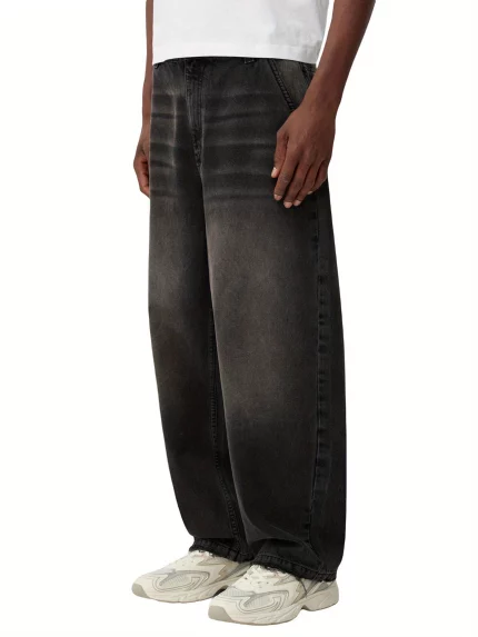 Men Jeans, Vintage Button Zipper Closure Loose Casual Jeans Trousers for Daily Street