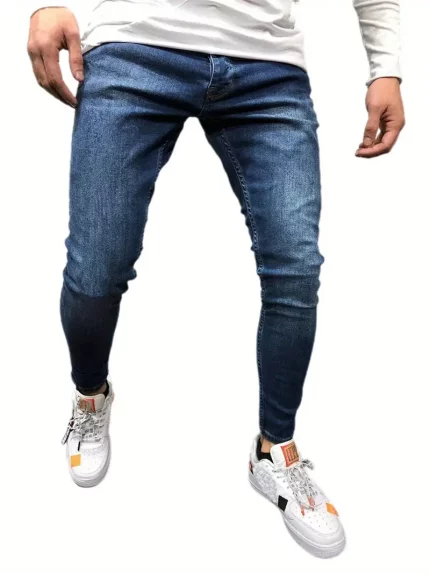 Men'S Pants Solid Color Classic Buttons Zipper Closure High-Waist