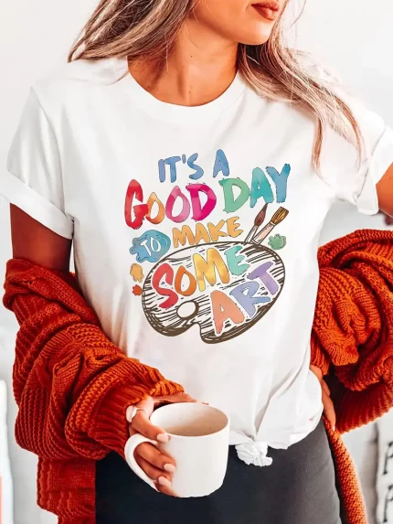 Women'S Inspirational Art-Themed T-Shirt, Polyester Blend, Casual