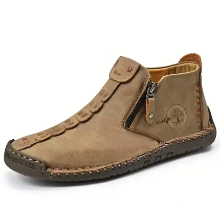 Men's Slip-On Ankle Boots - Mid-Calf Elastic Sides & Back, Decorative