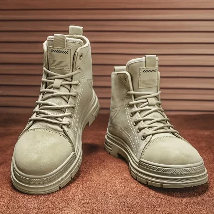 Men'S Fashion Solid Color Lace-up Sneakers, Breathable Fabric