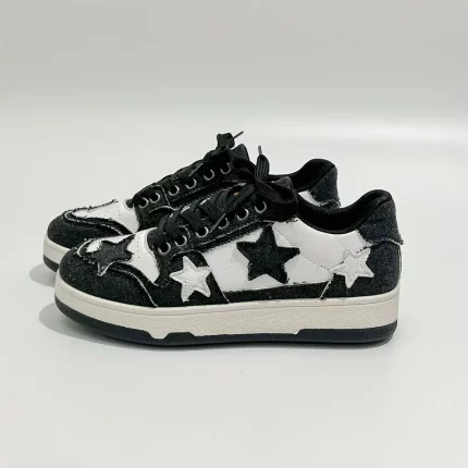 Women's Skate Shoes With Stars Design, Colorblock Low