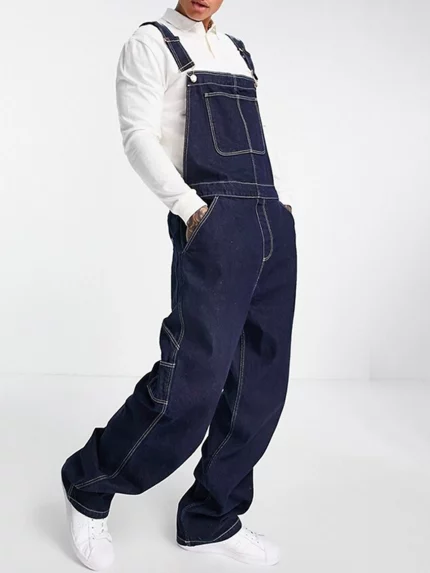 Men's High-Stretch Cotton Blend Overalls - Lightweight, Adjustable Straps