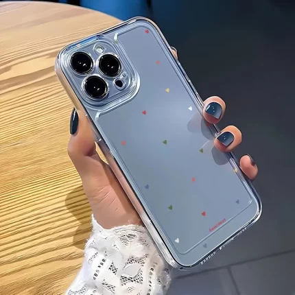 Colorful Little Heart Space Transparent Mobile Phone Case, Suitable for Apple iPhone 16