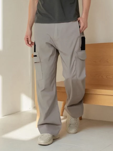 Mens Cargo Pants Casual Lightweight Elastic Waist Outdoor