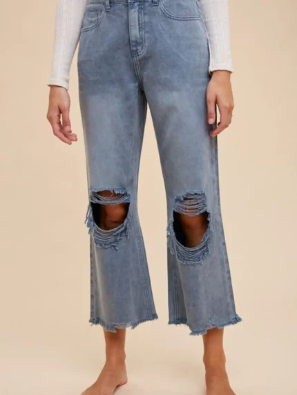 Womens Casual High Waisted Mom Jeans Chic Retro Straight Leg