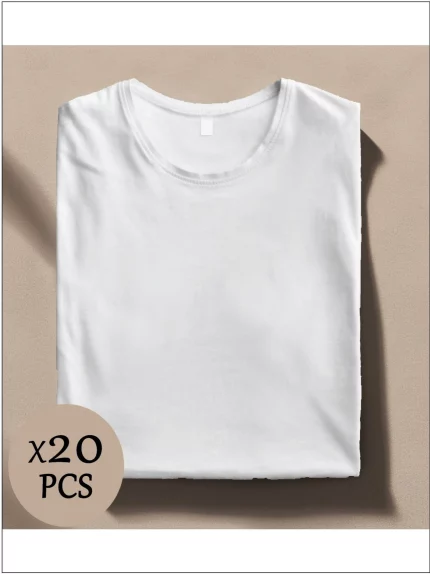 20 Pack Soft Cotton Basic T-Shirts, Classic 20 PCS Crewneck Tees, 20 Comfort Fit T-Shirts