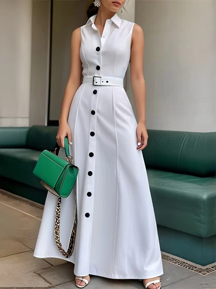 TIMELOVEE 2025 Summer Women Sleeveless Elegant Maxi Dresses