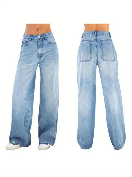 2025 New High-Waist-Waist Wide-Leg Jeans for European And American
