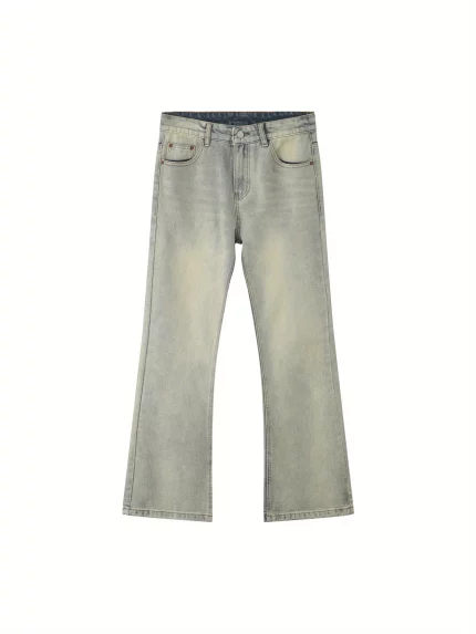 Four colors available, non-stretch micro-ripped jeans