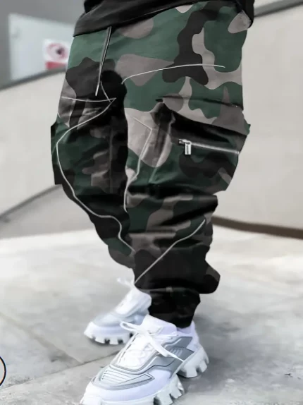 Men s Trousers, Floral Print High Waist Long Pants Ankle Banded Pants
